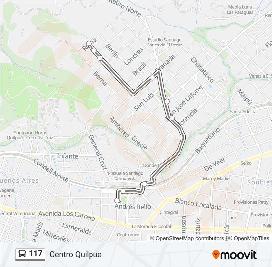 Mapa de 117 de autobús