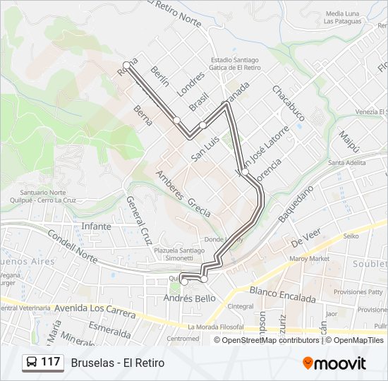 Mapa de 117 de autobús