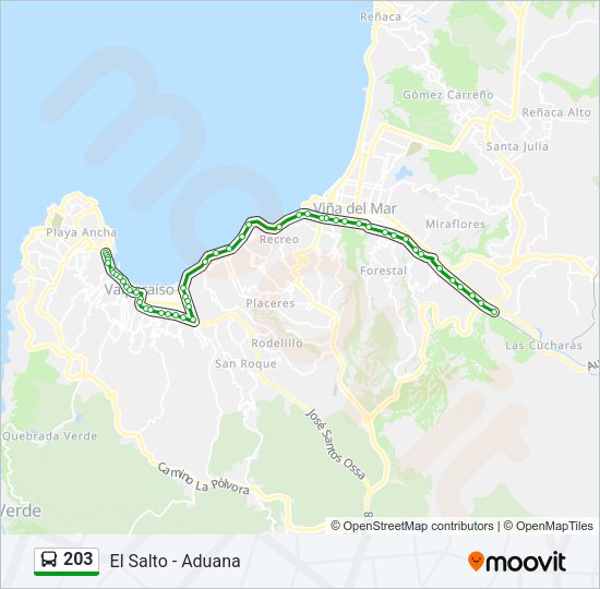 Mapa de 203 de autobús