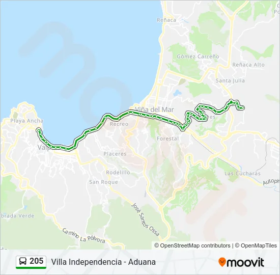 205 Bus Line Map