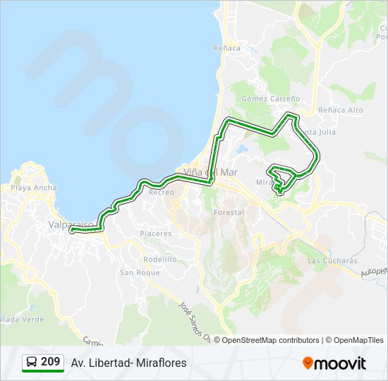 Mapa de 209 de autobús
