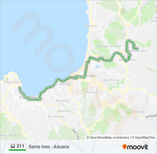 Mapa de 211 de autobús