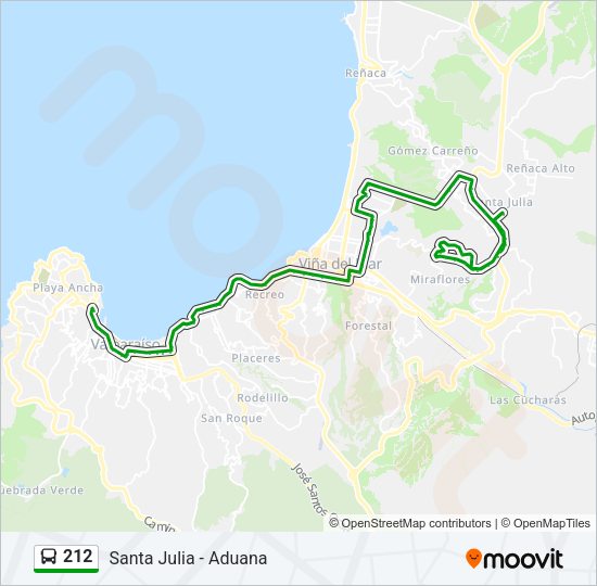 Mapa de 212 de autobús