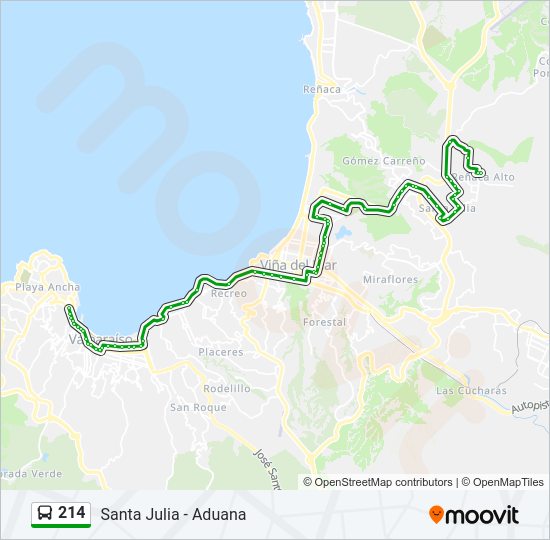 Mapa de 214 de autobús