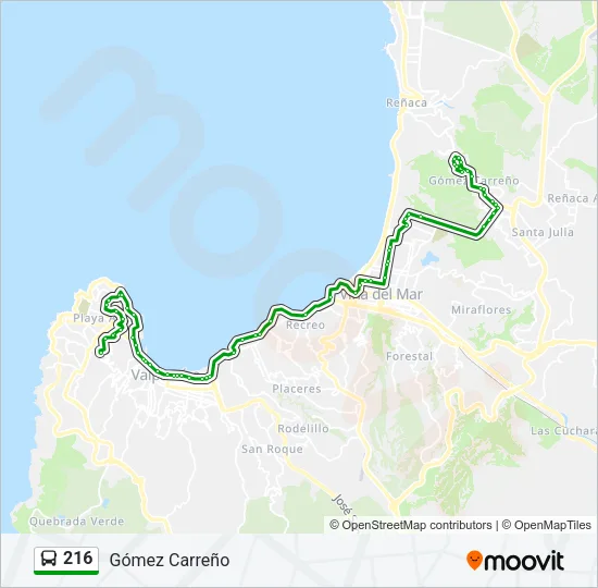 216 Bus Line Map