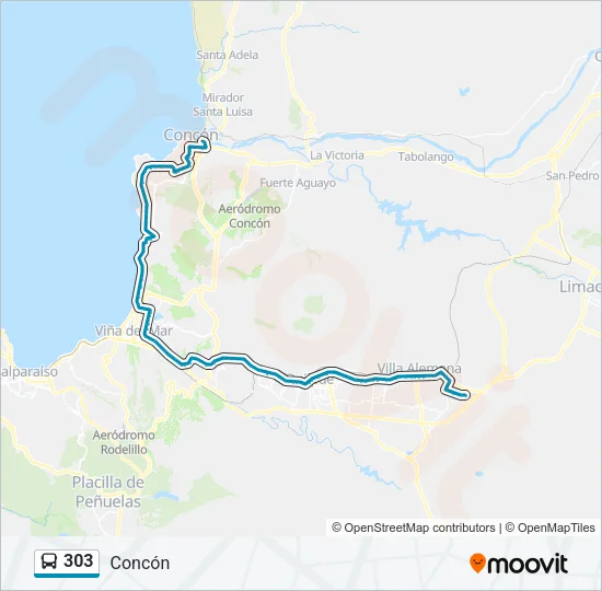 303 Bus Line Map