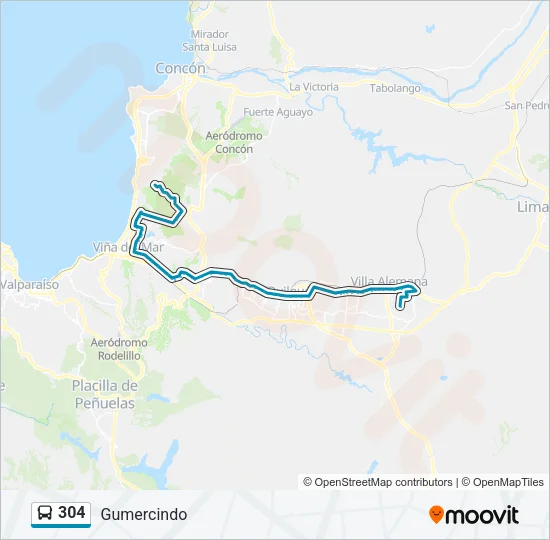 304 Bus Line Map