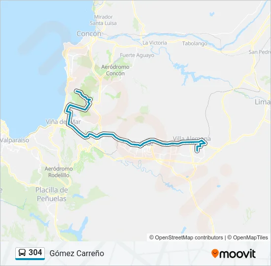 304 Bus Line Map