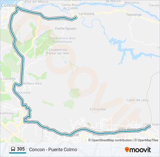 Mapa de 305 de autobús