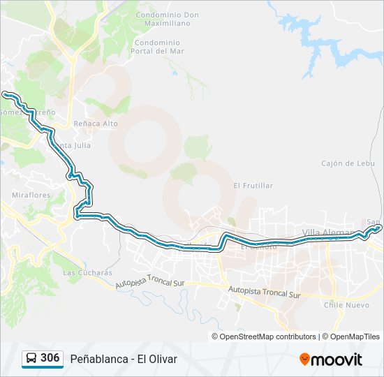 Mapa de 306 de autobús