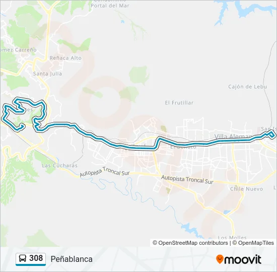 308 Bus Line Map