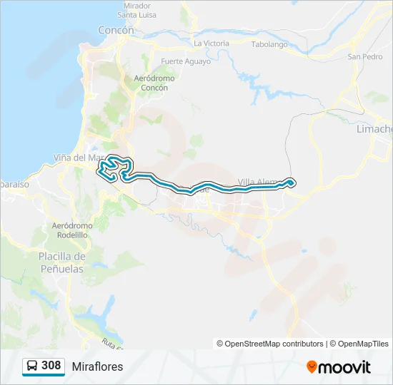 308 Bus Line Map