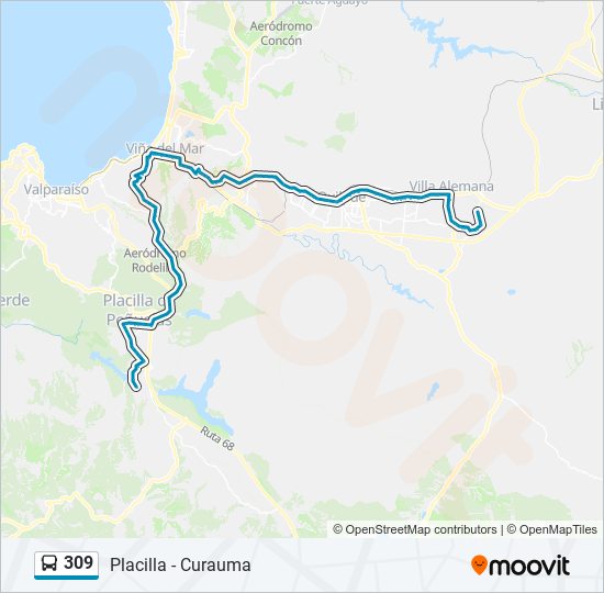 Mapa de 309 de autobús