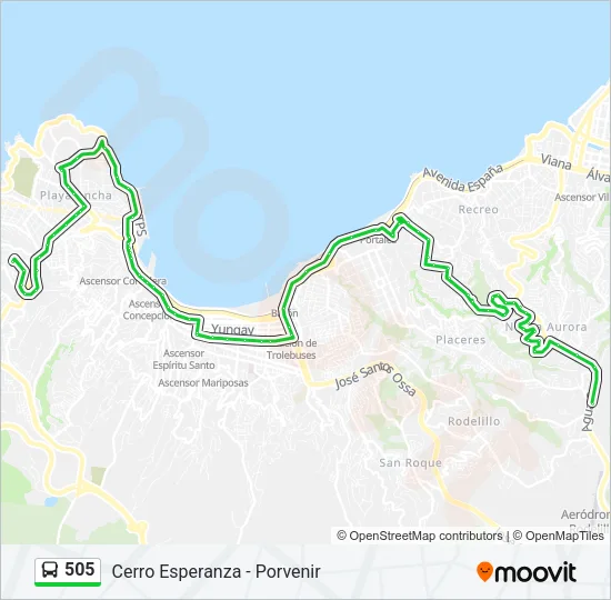 505 Bus Line Map