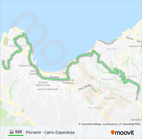 Mapa de 505 de autobús