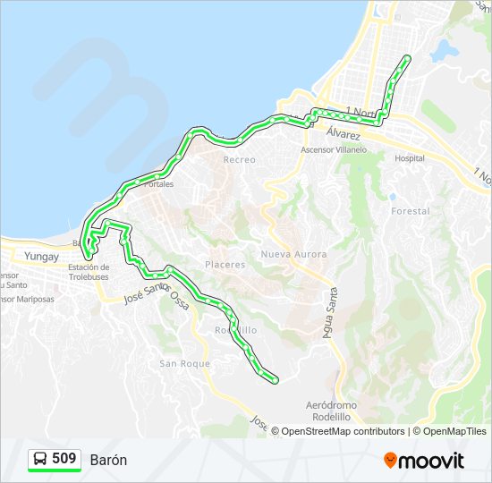 Mapa de 509 de autobús