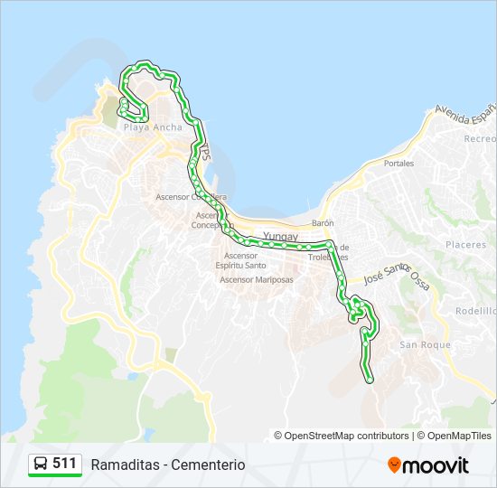 Mapa de 511 de autobús