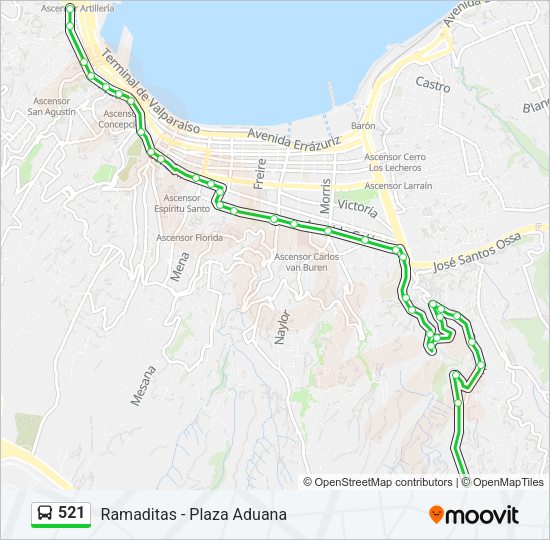 Mapa de 521 de autobús