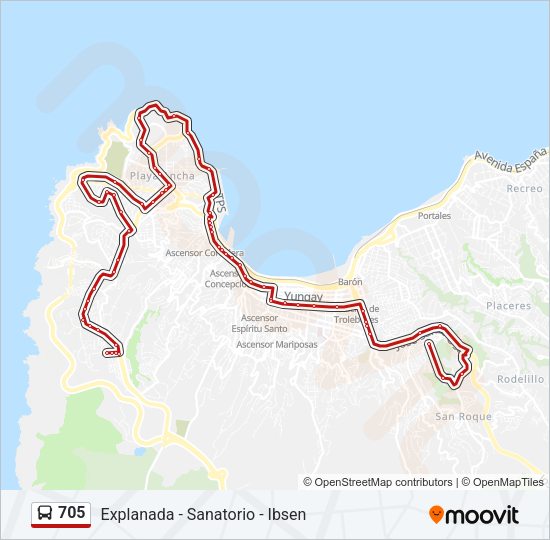 Mapa de 705 de autobús