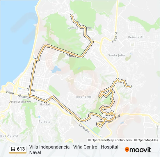 613 Bus Line Map