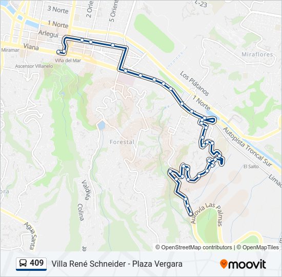 Mapa de 409 de autobús