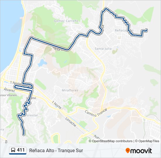 Mapa de 411 de autobús
