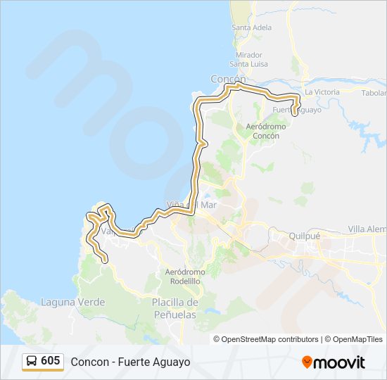 Mapa de 605 de autobús