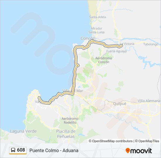 Mapa de 608 de autobús