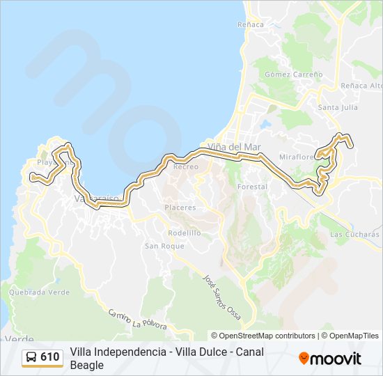 Mapa de 610 de autobús