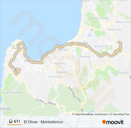 Mapa de 611 de autobús