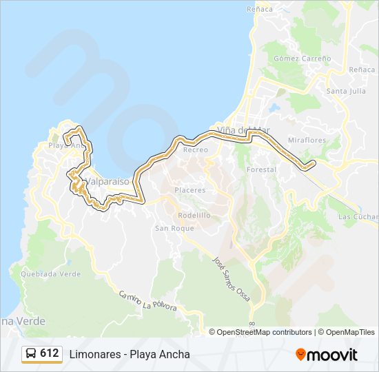 Mapa de 612 de autobús