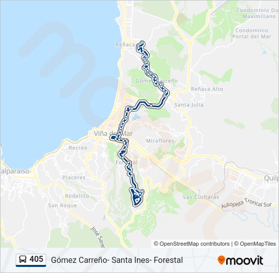 Mapa de 405 de autobús