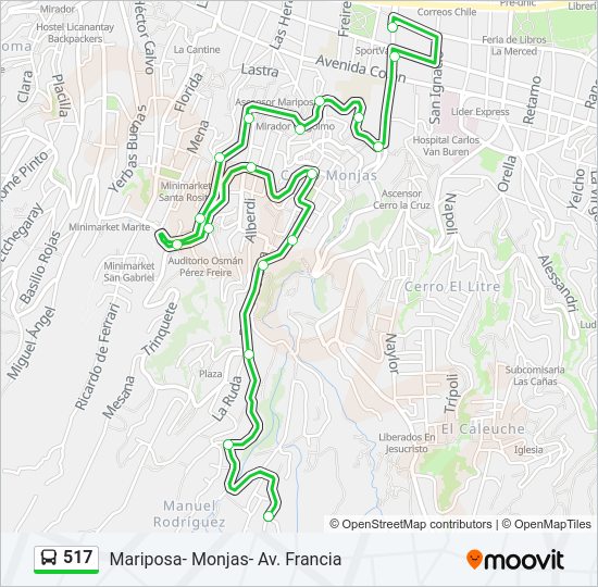 Mapa de 517 de autobús