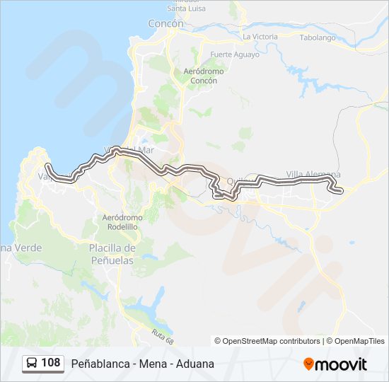 Mapa de 108 de autobús