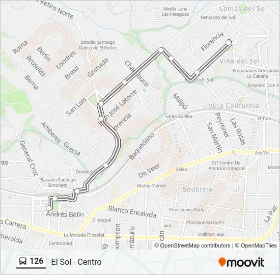 126 Bus Line Map