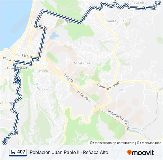 Mapa de 407 de autobús