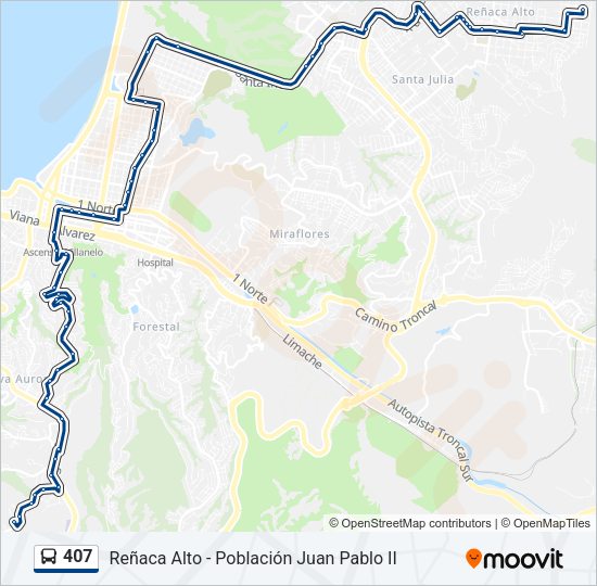 Mapa de 407 de autobús