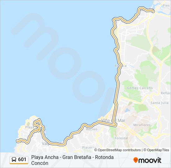 Mapa de 601 de autobús