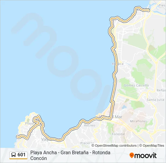 601 Bus Line Map
