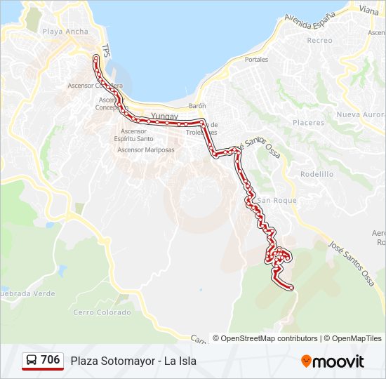 Mapa de 706 de autobús