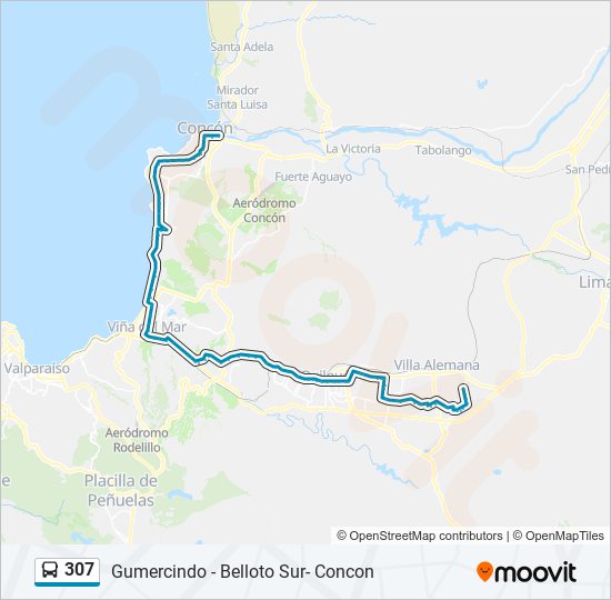 Mapa de 307 de autobús
