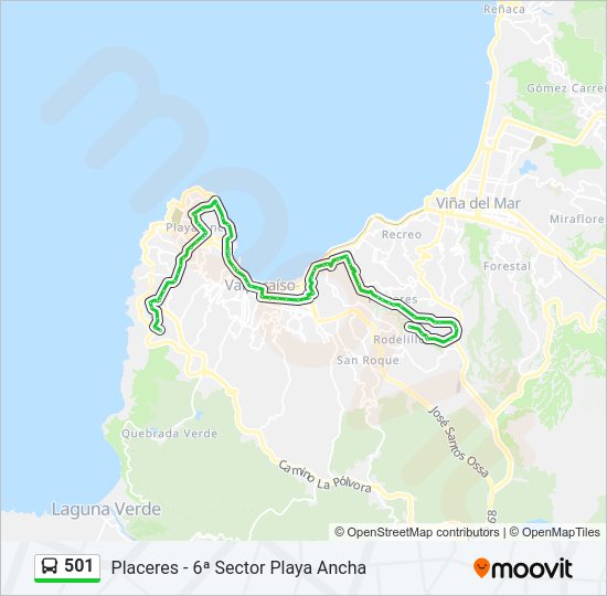 Mapa de 501 de autobús