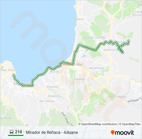 Mapa de 210 de autobús