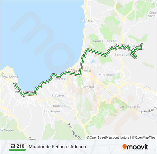 Mapa de 210 de autobús