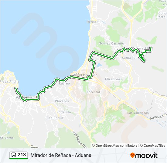 Mapa de 213 de autobús