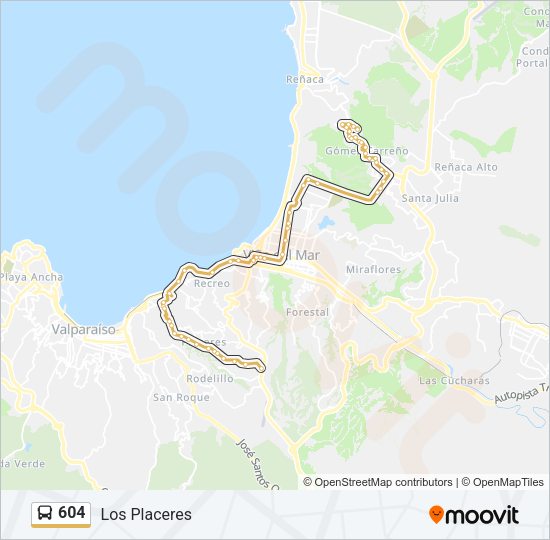 Mapa de 604 de autobús