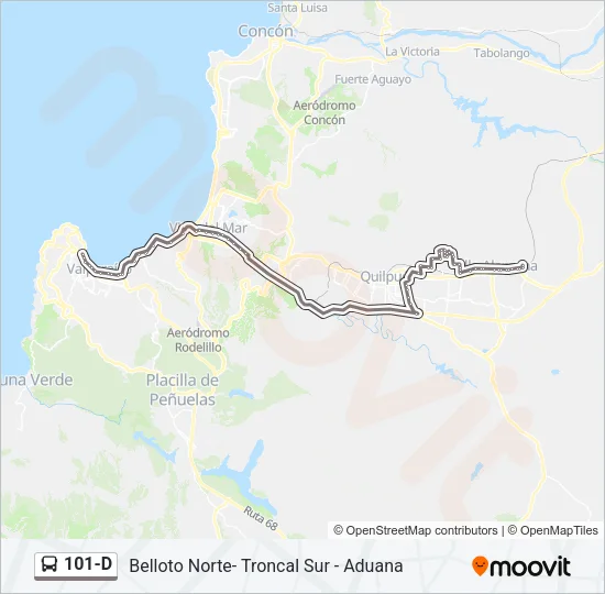 101-D Bus Line Map