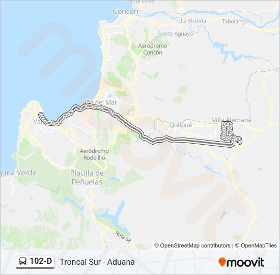 Mapa de 102-D de autobús