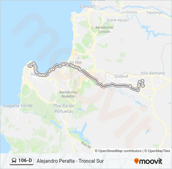 106-D Bus Line Map