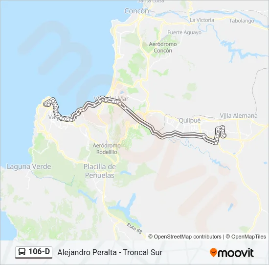 106-D Bus Line Map